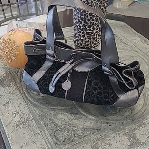 CALVIN KLEIN LOGO LEATHER AND CANVAS SHOULDER BAG LIKE NEW